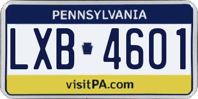 PA license plate LXB4601