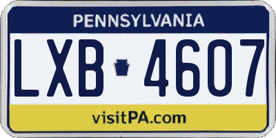 PA license plate LXB4607