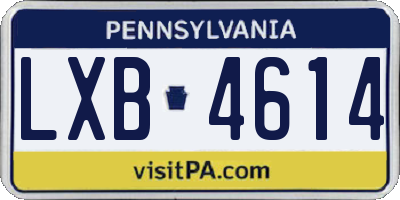 PA license plate LXB4614