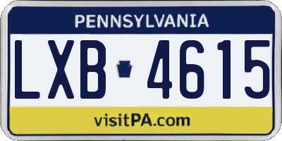 PA license plate LXB4615