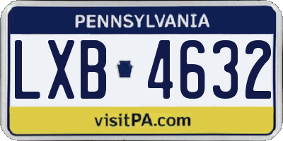 PA license plate LXB4632