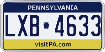 PA license plate LXB4633