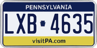 PA license plate LXB4635