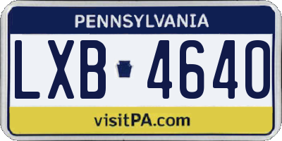 PA license plate LXB4640