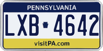 PA license plate LXB4642