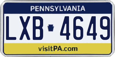 PA license plate LXB4649