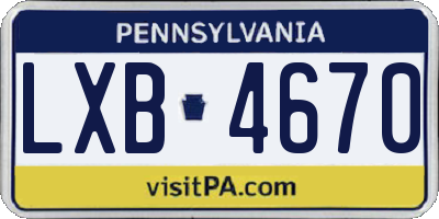 PA license plate LXB4670