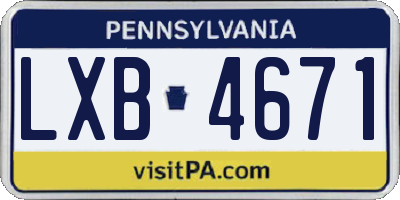 PA license plate LXB4671