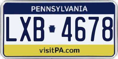 PA license plate LXB4678
