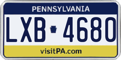 PA license plate LXB4680