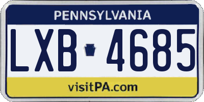 PA license plate LXB4685