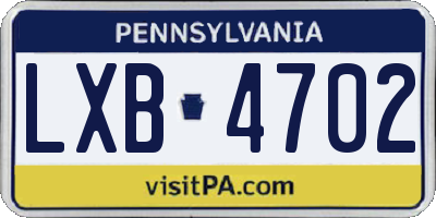 PA license plate LXB4702