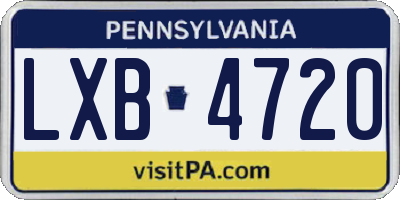PA license plate LXB4720