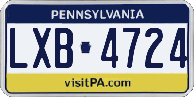 PA license plate LXB4724