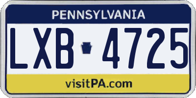 PA license plate LXB4725