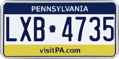 PA license plate LXB4735