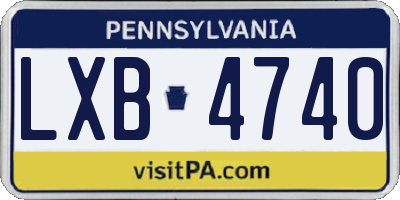 PA license plate LXB4740