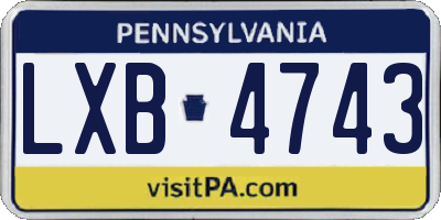 PA license plate LXB4743