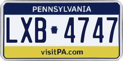 PA license plate LXB4747