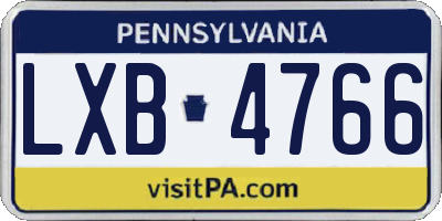 PA license plate LXB4766