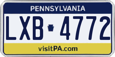 PA license plate LXB4772