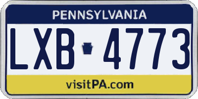 PA license plate LXB4773