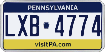 PA license plate LXB4774