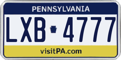 PA license plate LXB4777