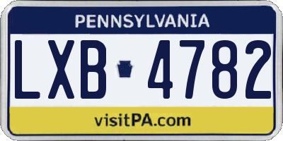 PA license plate LXB4782