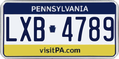 PA license plate LXB4789