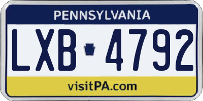 PA license plate LXB4792