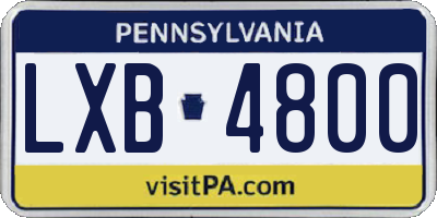 PA license plate LXB4800