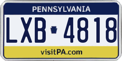 PA license plate LXB4818