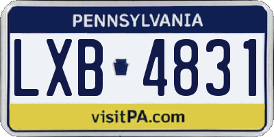 PA license plate LXB4831