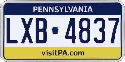 PA license plate LXB4837