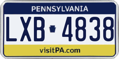 PA license plate LXB4838