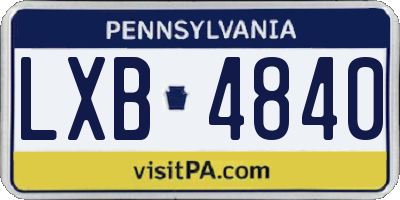 PA license plate LXB4840