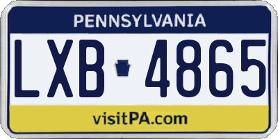PA license plate LXB4865