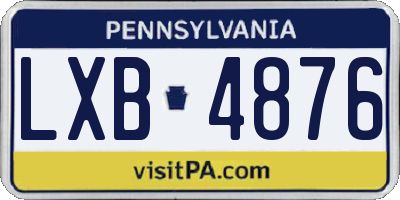 PA license plate LXB4876