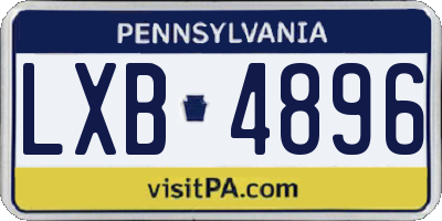 PA license plate LXB4896