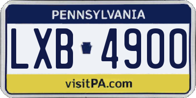 PA license plate LXB4900
