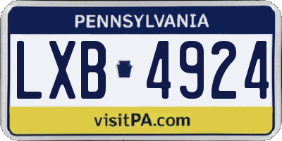 PA license plate LXB4924