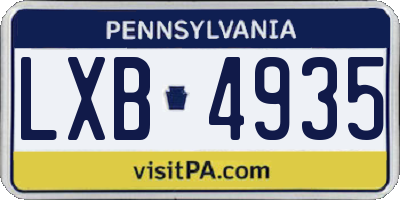 PA license plate LXB4935