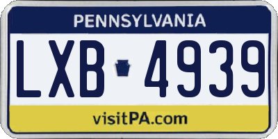 PA license plate LXB4939