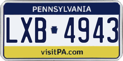 PA license plate LXB4943