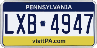 PA license plate LXB4947