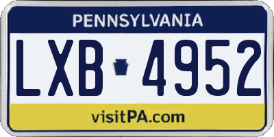 PA license plate LXB4952