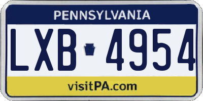 PA license plate LXB4954