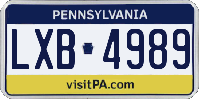 PA license plate LXB4989