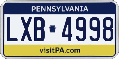 PA license plate LXB4998